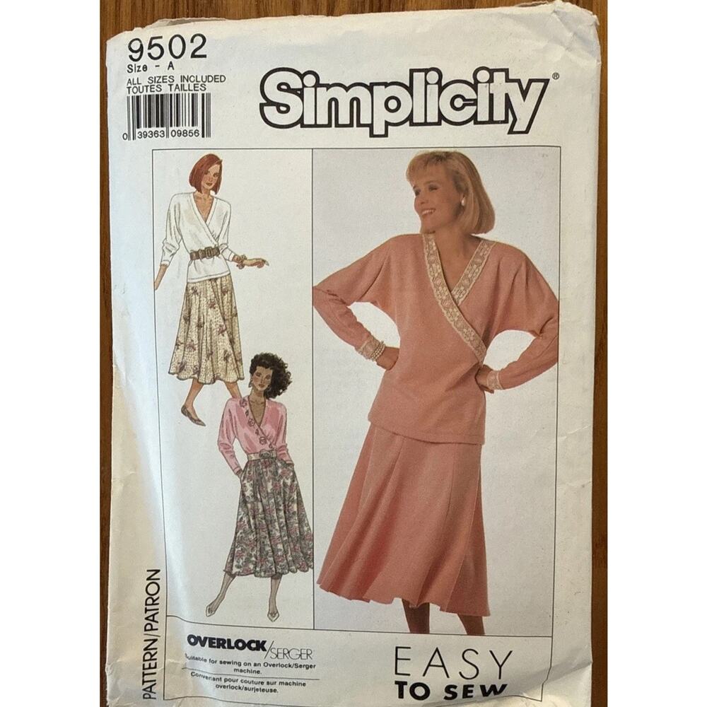 Vintage Simplicity 9502 Sewing Pattern Misses Skirt Top Size A Uncut